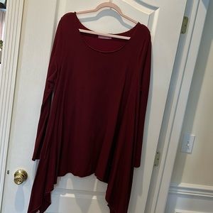 Project Social T- Large Maroon Sweatshirt- Asymmetrical Hem